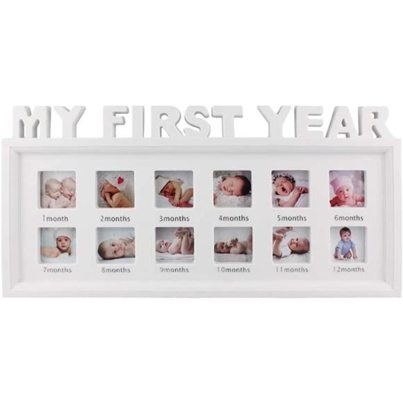 My First Year Frame Baby Picture Keepsake Frame for Photo Memories, White - Picture 1 of 7